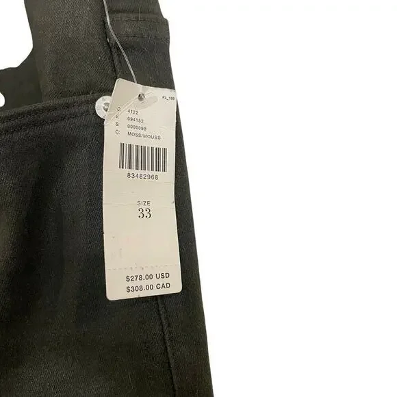 NWT Anthropologie Frame Le Crop Mini Boot Olive Green Coated Denim Jeans Size 33 - Picture 7 of 7